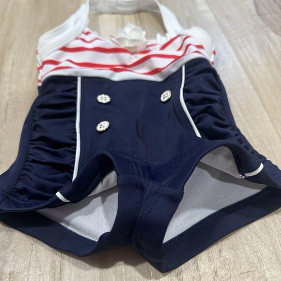 Janie and Jack Girls Vintage Retro Americana One-Piece Swimsuit Sailor  Sz 6-12m - Picture 3 of 9